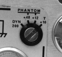 Microphone power selector switch on Nagra recorder.