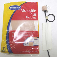 Moleskin and safety pin.