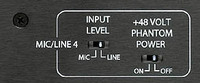 Phantom power switch next to mic/line input select.
